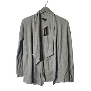 Lauren Ralph Lauren Waffle Knit Gray Open Cardigan NEW